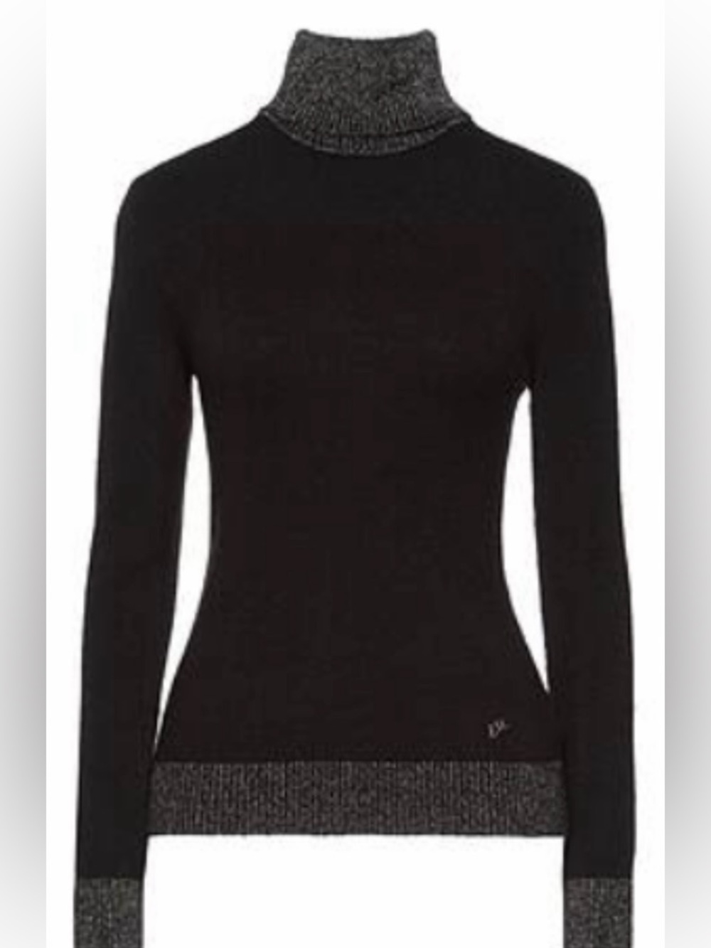 Black Turtleneck Sweater with metallic trim